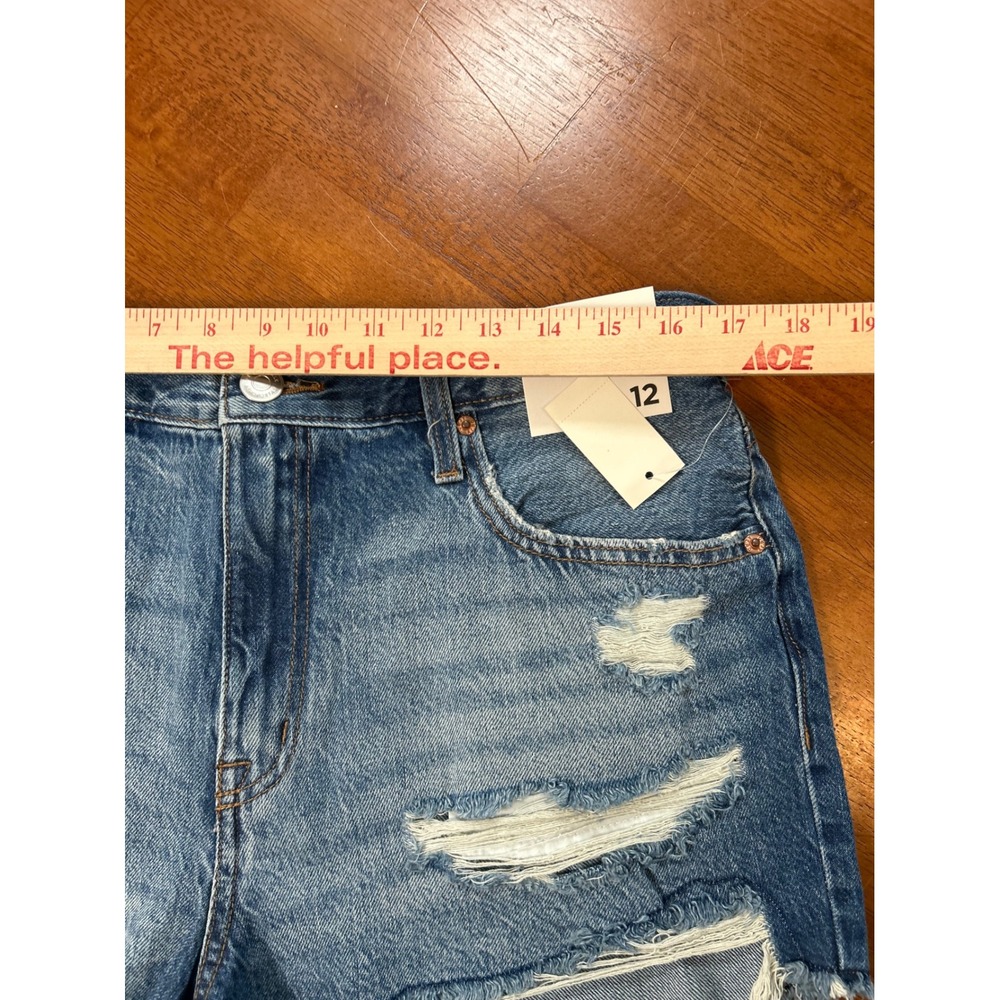 New Aeropostale Denim Shorts Womens 12 Blue Distressed Vintage High Rise Shorty - Picture 6 of 11